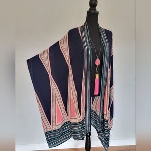 Blue and Pink Duster Kimono